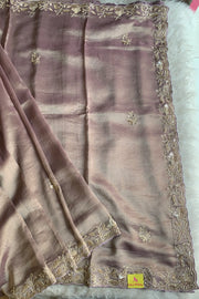 Light Lilac Embellished Tissue Saree 5640 08
