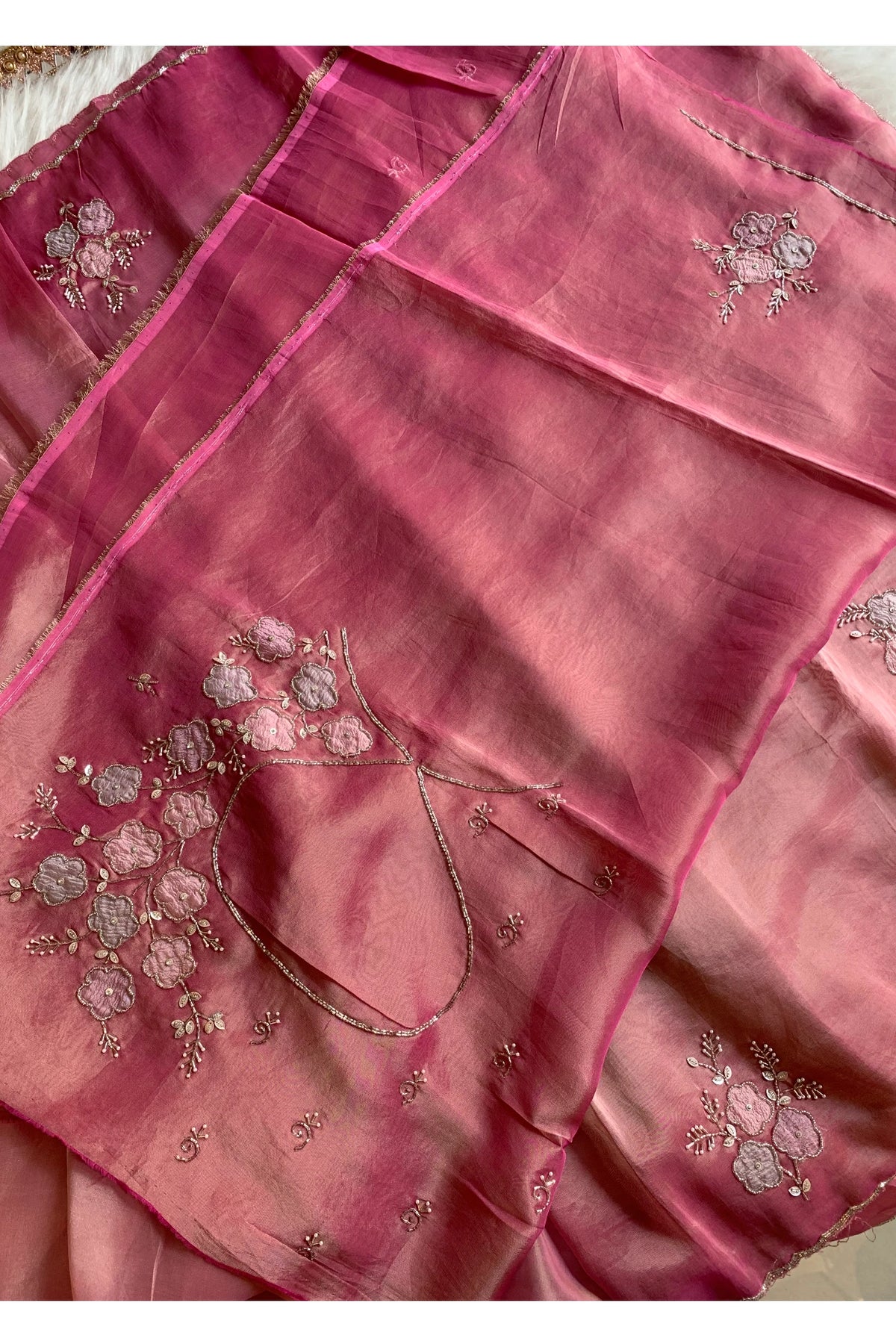 Onion Pink Tissue Silk Saree 5736 03