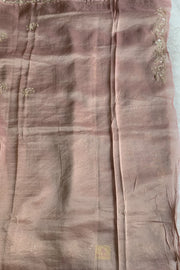 Beige Aari Thari Embellished Tissue Saree 5760 01