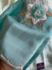 Ombre Habutai Silk Saree with Floral Appliqué, Cutdana & Zardosi Work 5901 06