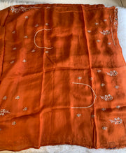 Orange Organza Saree with Zardosi, Aari, Beads & Sequin 5895 22