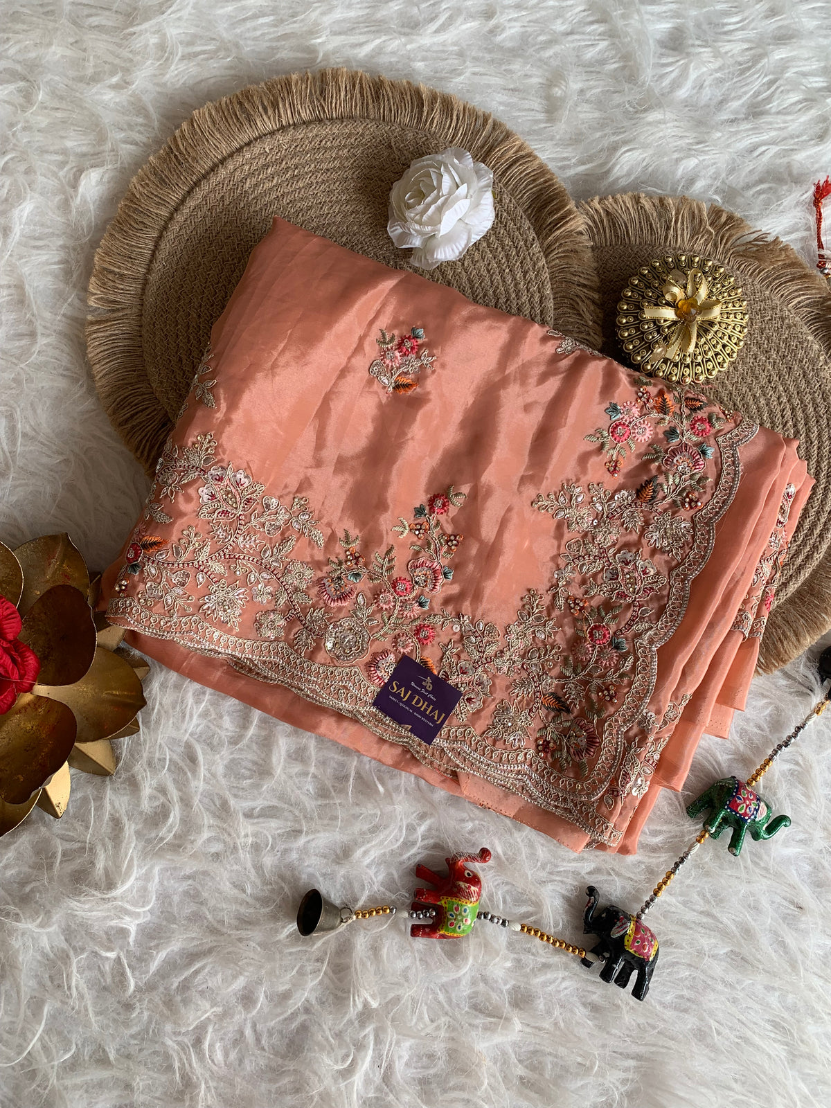 Silk Saree with Dori, Sequin & Thread Work 5915 01