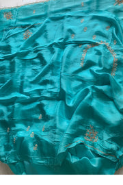 Ice Blue Habutai Silk Saree 5798 06