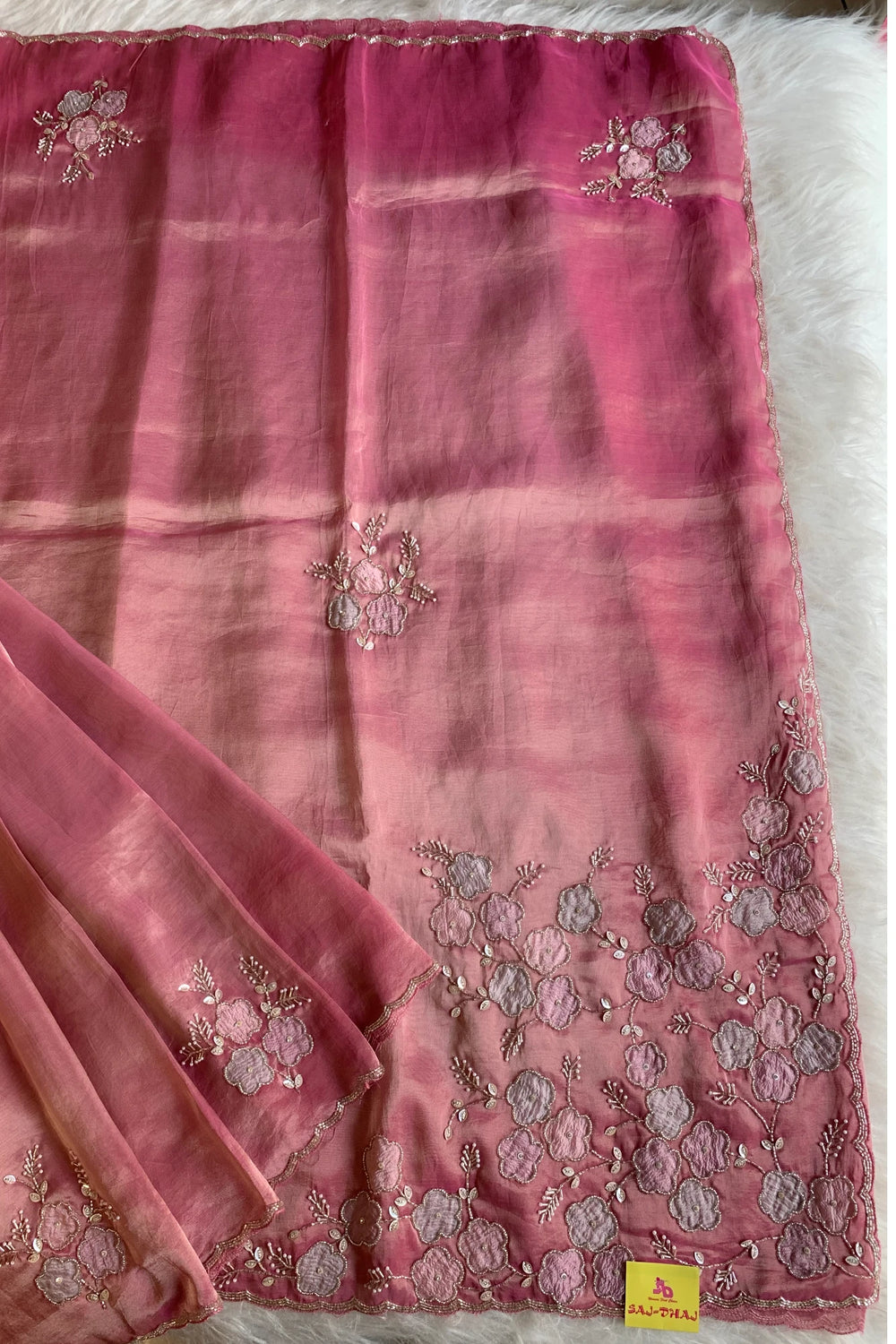 Onion Pink Tissue Silk Saree 5736 03