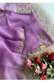 Ombre Lilac Kora Organza Saree 5847 01