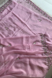 Baby Pink Embellished Habutai Silk Saree 5068 03