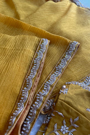 Stunning Mustard Crush Saree with Heavy Embellished Blouse 5016-04