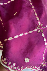 Purple Gota Jaal Habutai Silk Saree 5700 03