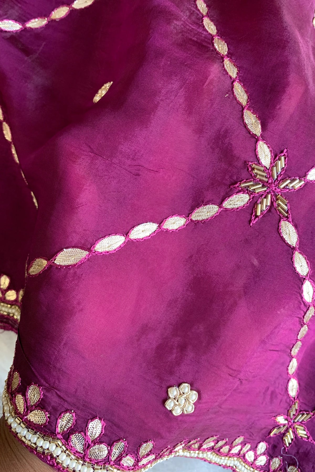 Purple Gota Jaal Habutai Silk Saree 5700 03