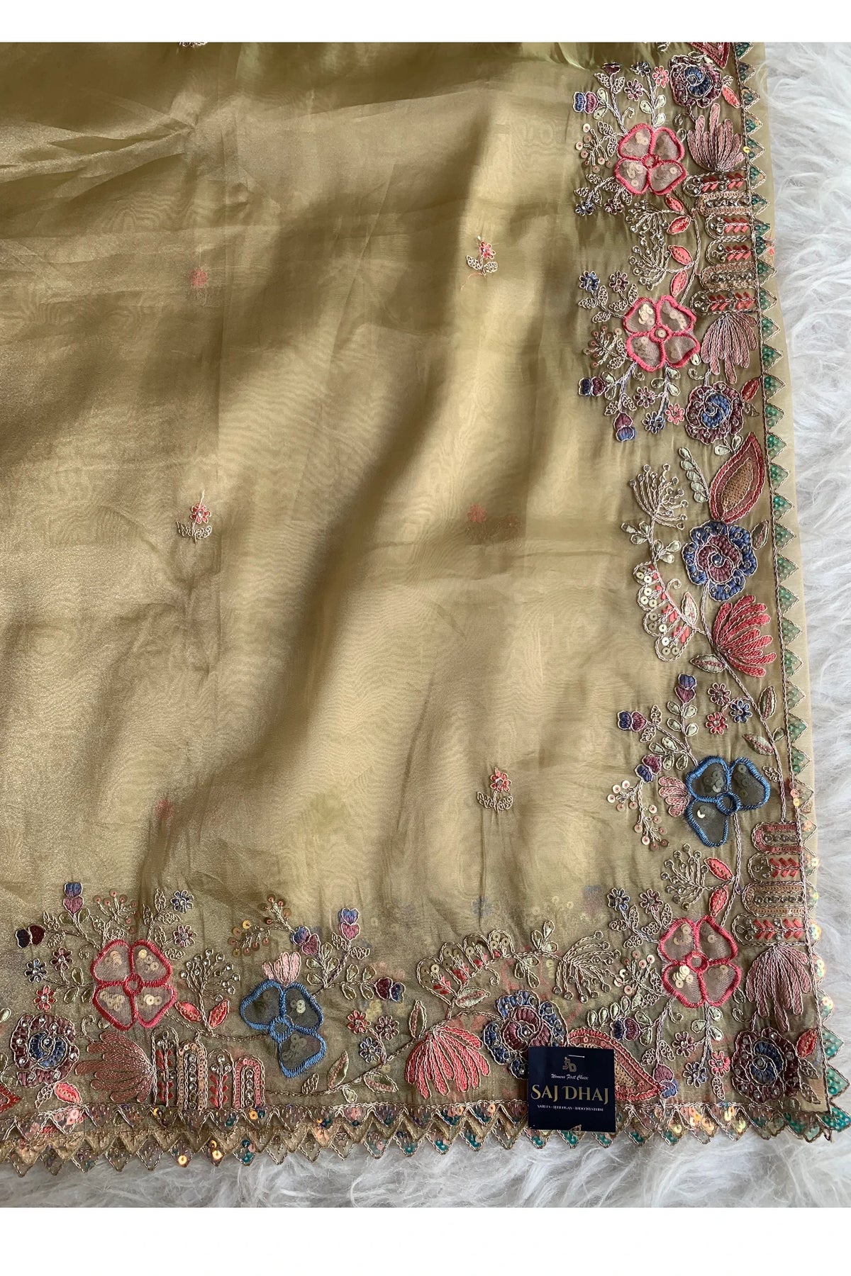 Appliue Tissue Organza Saree 5786 12