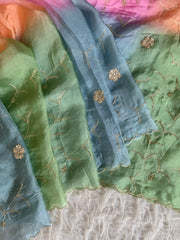 Multicolor Kora Silk Saree with Sequin, Aari & Cutdana 5919 01