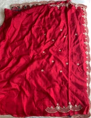 Blue Patola Silk Saree with Red Pallu & Zardosi Work 5888 08