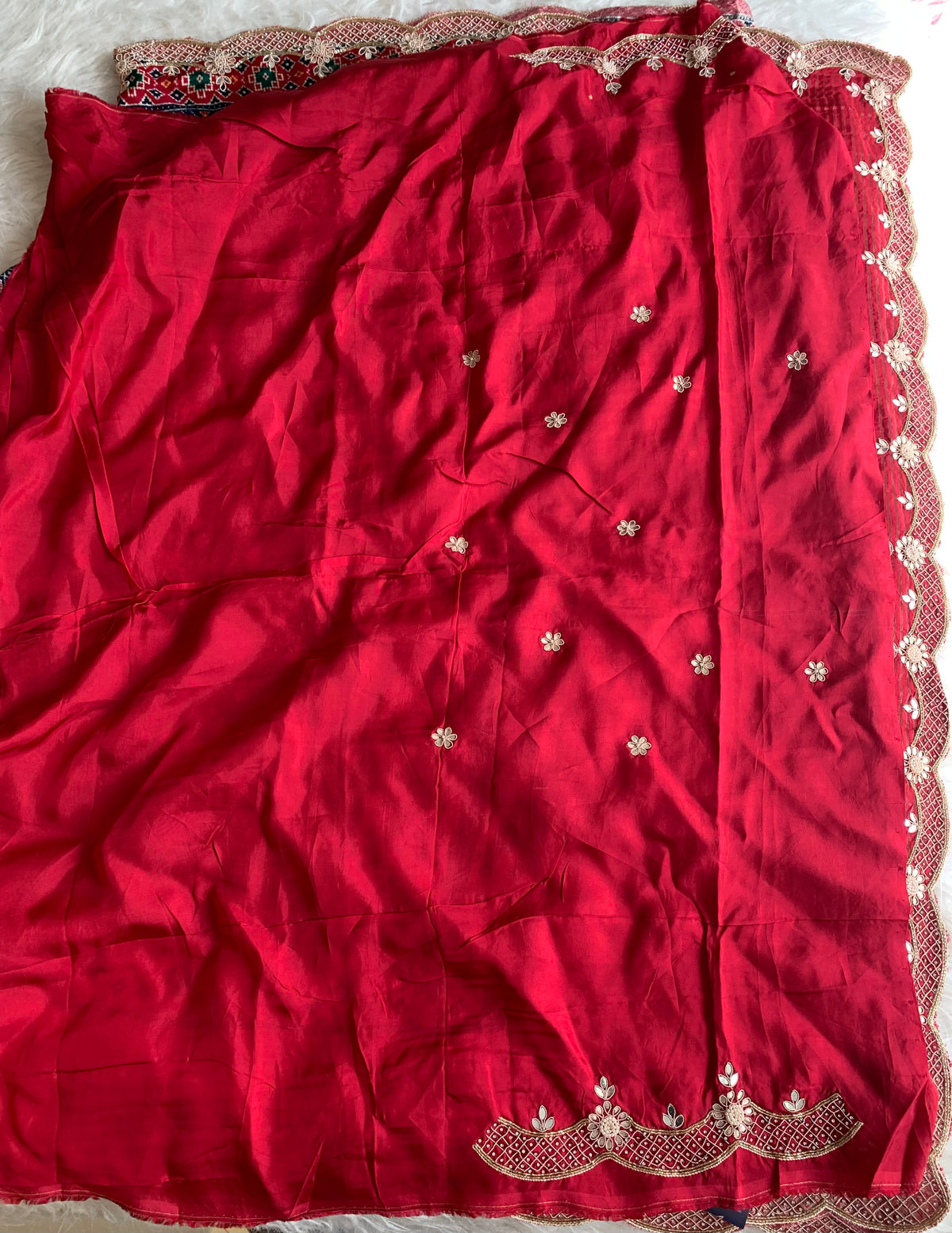 Blue Patola Silk Saree with Red Pallu & Zardosi Work 5888 08