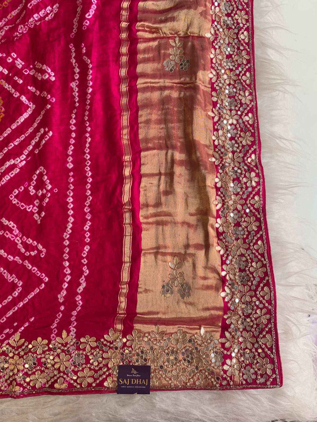 Pink Bandhej Gaji Silk Saree with Gharchola  5885 01