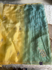 Yellow & Green Shaded Kora Silk Saree 5919 09