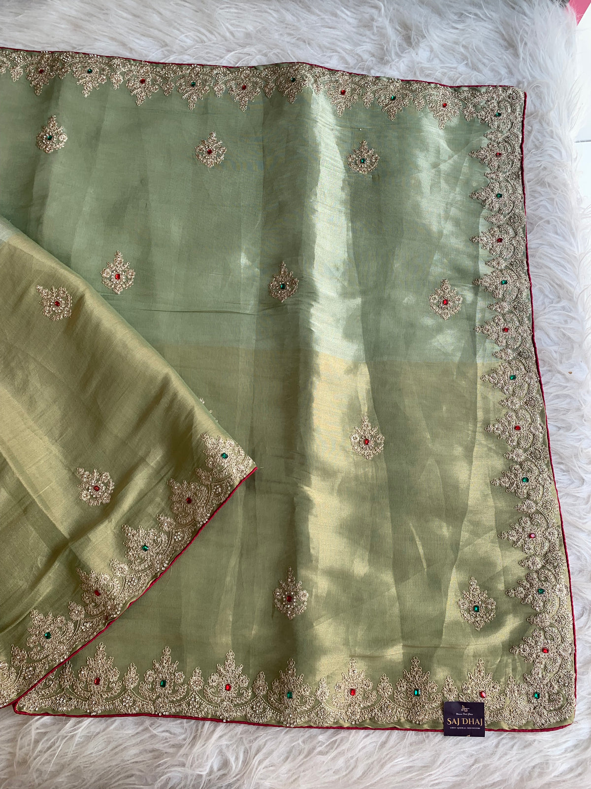 Kanchi Tissue Saree with Jewel, Dori & Stone Work 5884 03