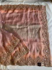 Shaded Organza Saree with Dori, Aari & Stone Work 5923 06