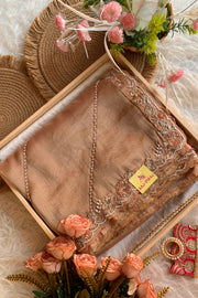 Rust Orange Tissue Saree 14600