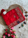 Red Habutai Silk Saree 5905 03
