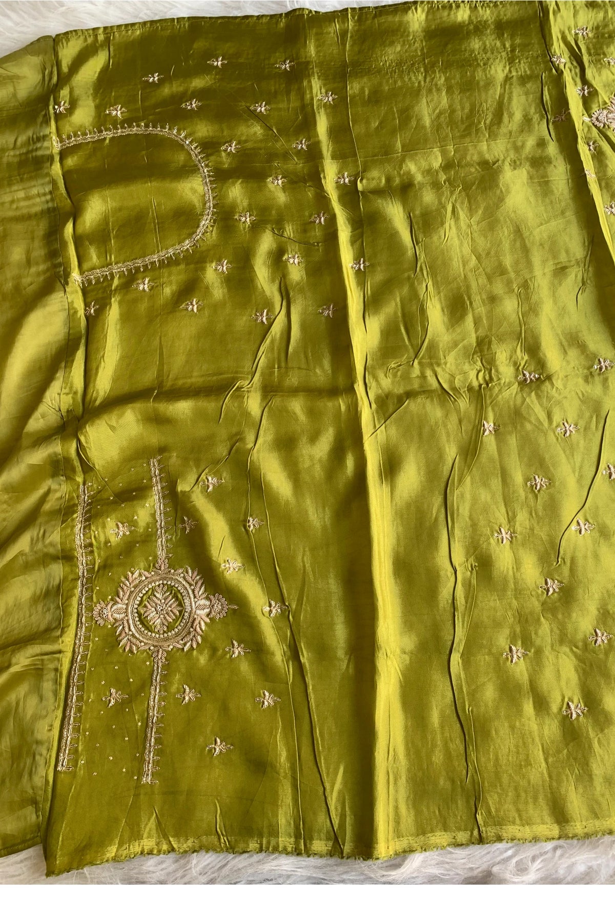 Olive Green Habutai Silk Saree 5764 18