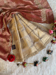 Ivory Banarasi Saree with Elephant Motif Pallu 5875 14