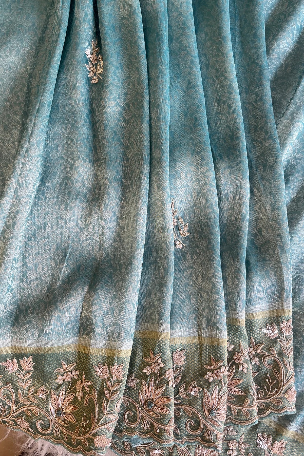 Sea Blue Kanchipuram Silk Saree 5764 05