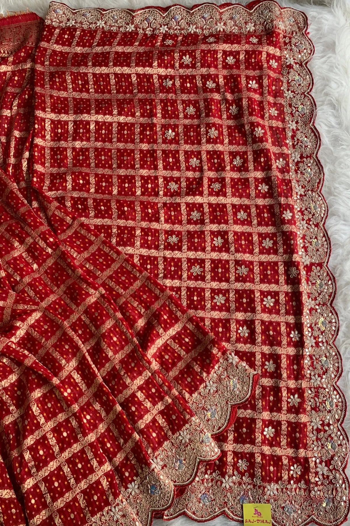 Red Gharchola Gota Patti Saree 5700 16