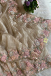 Dreamy Organza Saree with Handcrafted 3D Embellishments (PRE ORDER)
