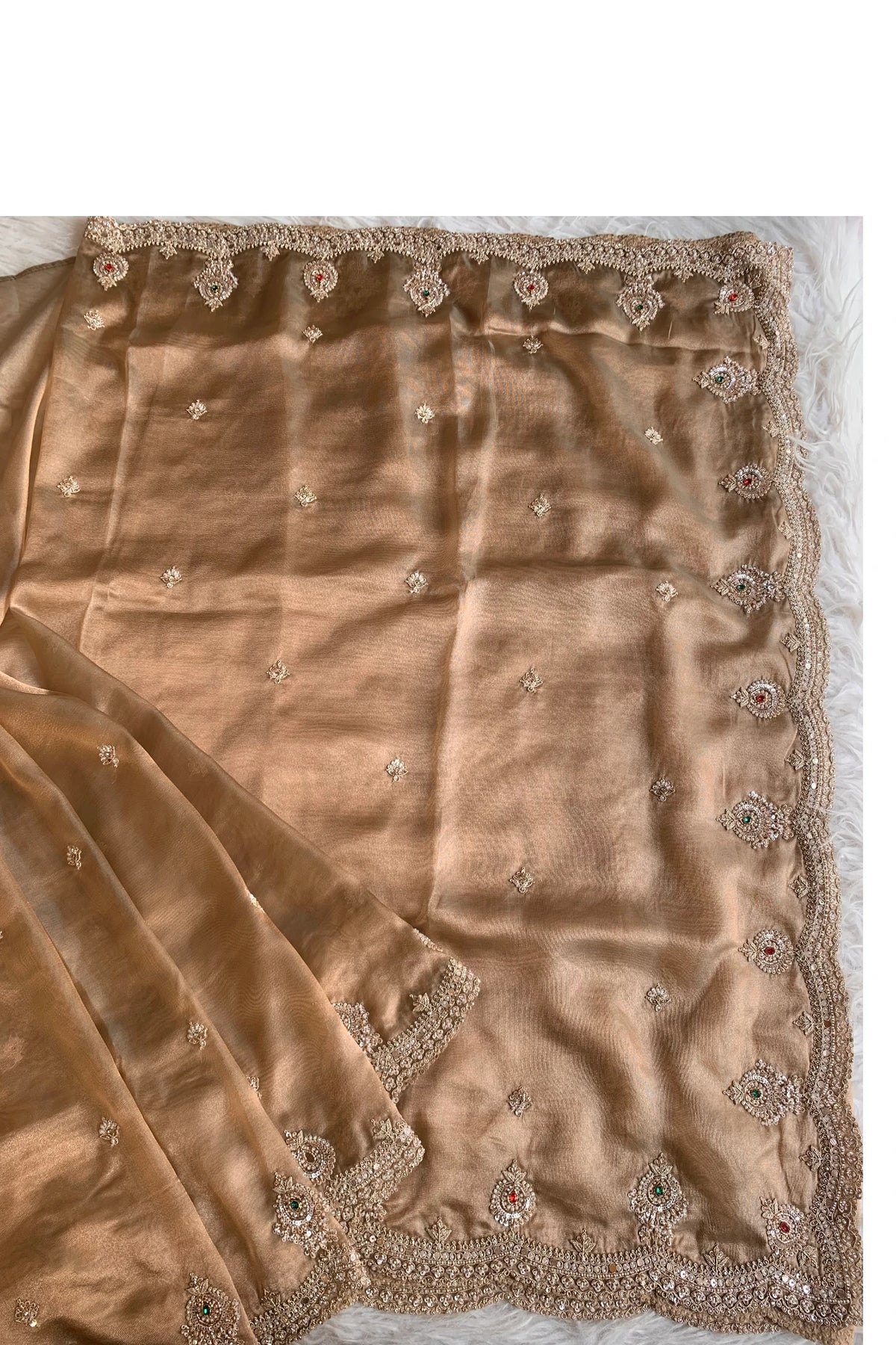 Gold Tissue Organza Saree 5775 03