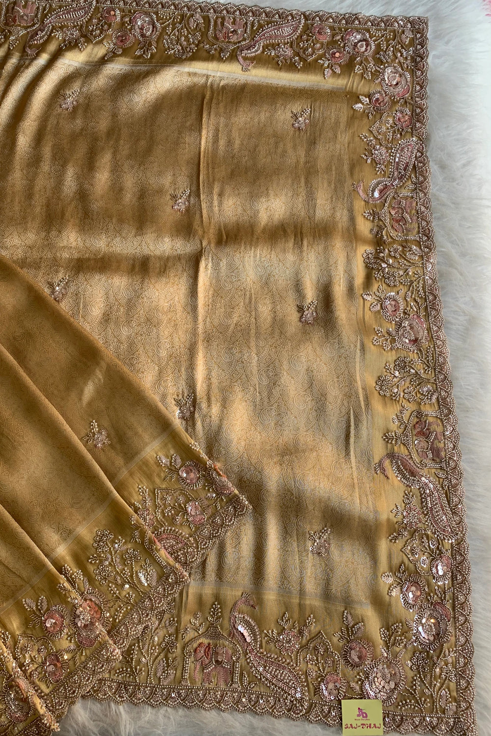 Gold Heavy Elephant Motif Kanchipuram Silk Saree 5775 01