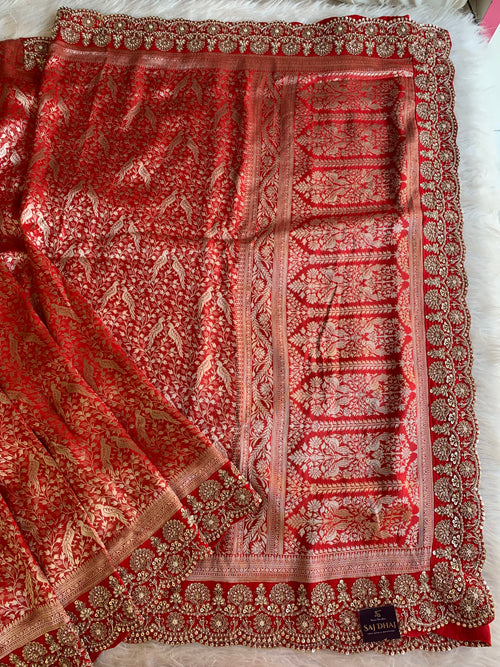 Red Karwa Chauth Kanchipuram Silk Saree 5875 05