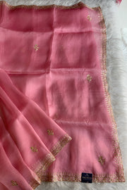 Baby Pink Embellished Pure Organza Saree 5843 01 (PRE ORDER )