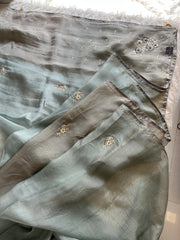 Blue & Grey Shaded Kora Silk Saree 5919 09