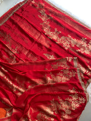 Red Russian Silk Saree with Banarasi Weaving 5901 02