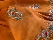 Orange Organza Saree with Zardosi, Aari, Beads & Sequin 5895 22