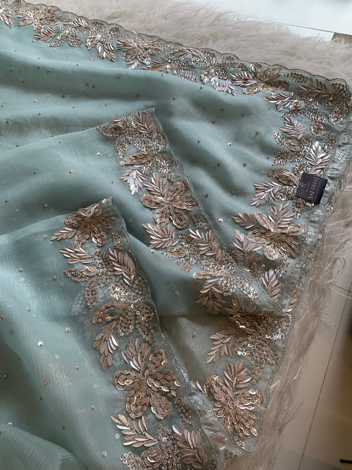 Designer Crush Organza Saree with Imported Sequin 5937 01