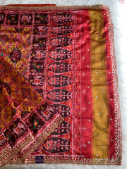 Red & Brown Patola Silk Saree with Animal Motifs  5932 02