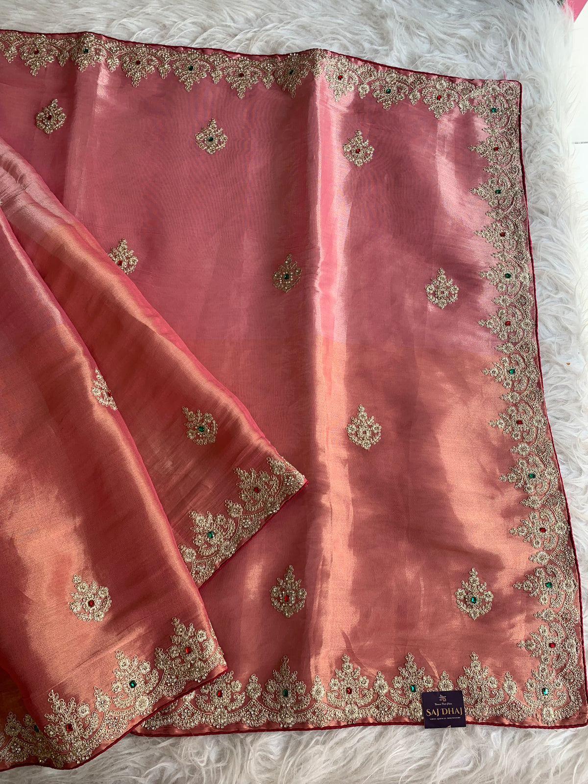Kanchi Tissue Saree with Jewel, Dori & Stone Work 5884 03