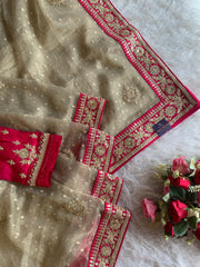 Banarasi Saree with Dori, Gota, Sequin & Pearl Work 5929 01