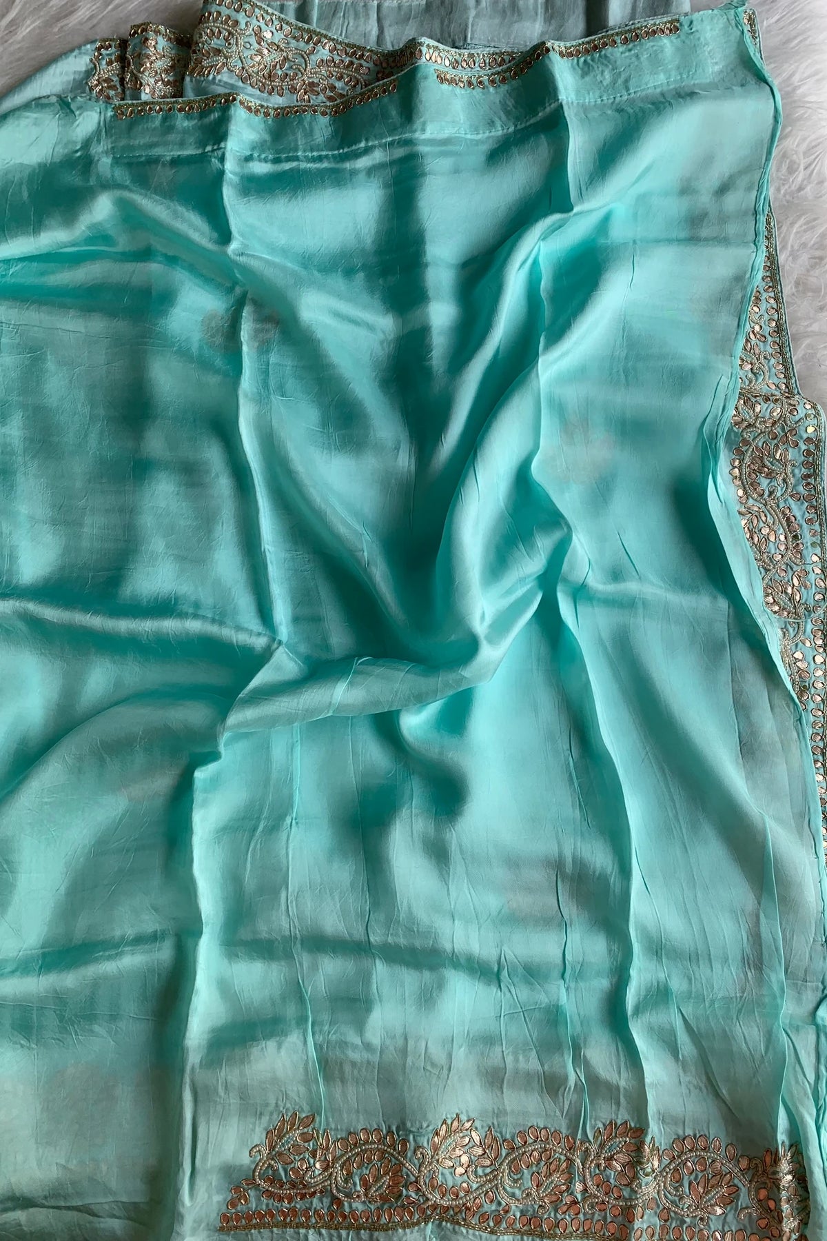 Ice Green Russian Silk Saree 5423 05