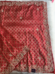 Red Banarasi Saree with Zardozi, Pearl & Sequin 5882 06