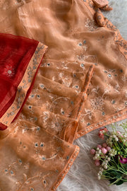 Orange Chinnon Georgette Saree 4201 05
