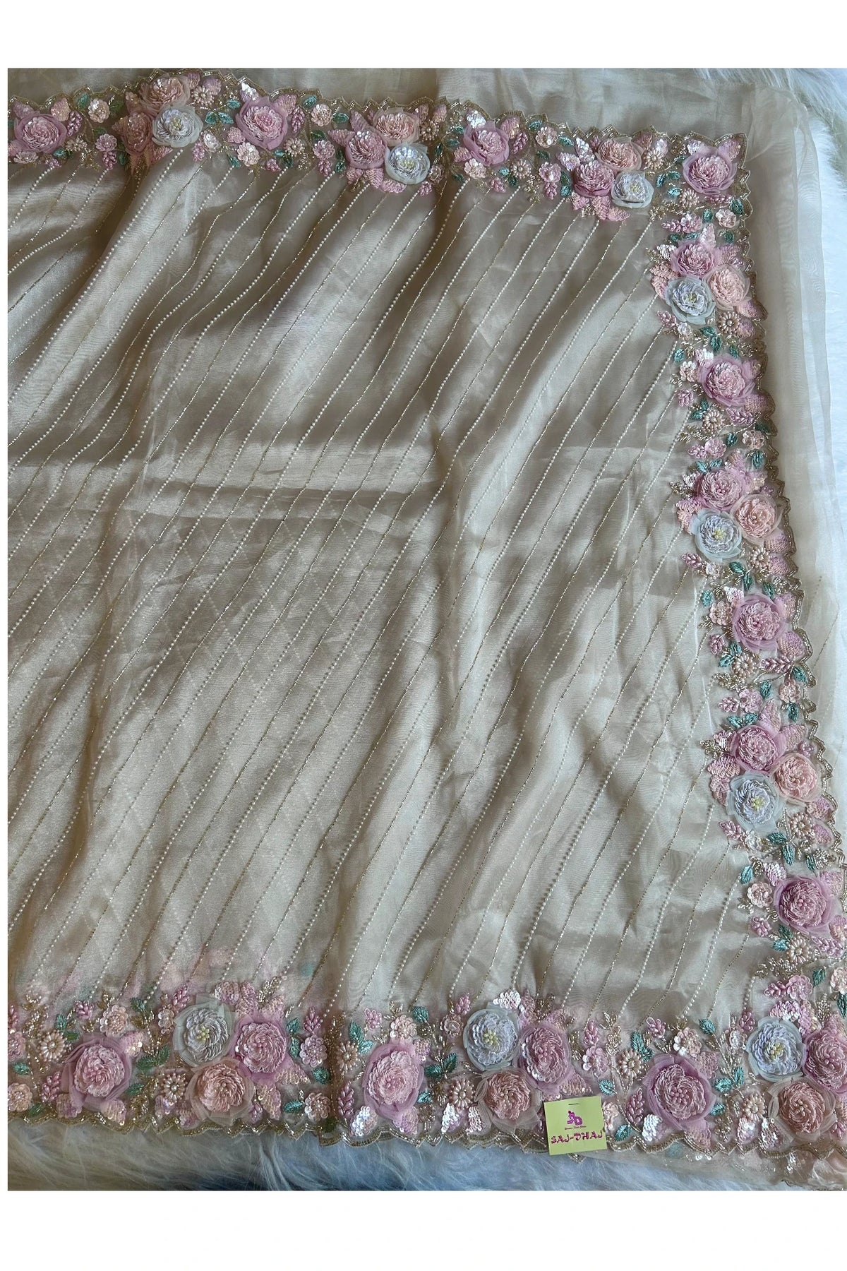 Dreamy Organza Saree with Handcrafted 3D Embellishments