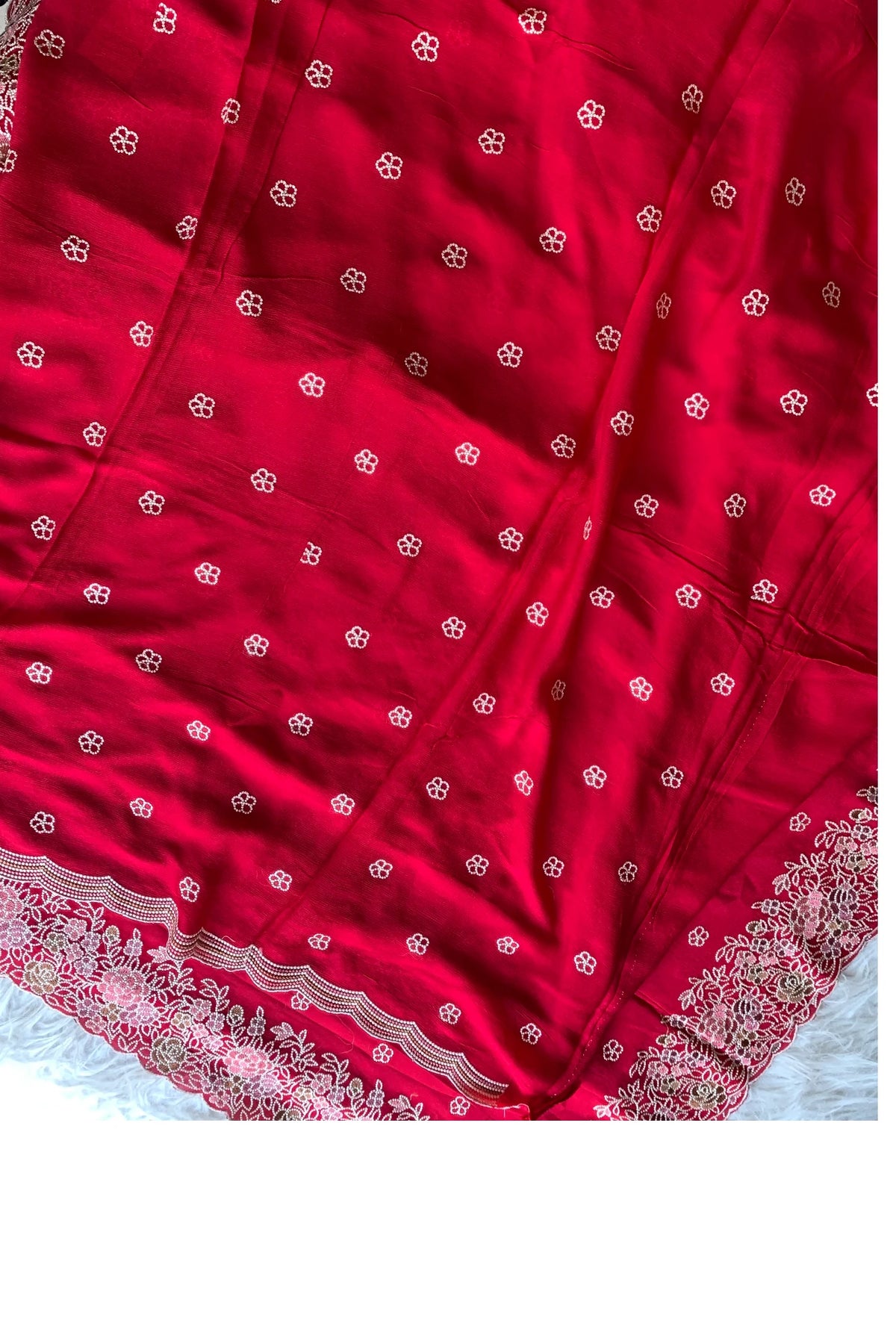 Red Chinnon Georgette Saree 5529 11