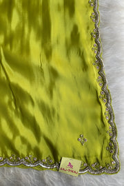 Parrot Green Embellished Habutai Silk Saree 5087 08