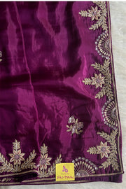 Ethereal Wine Zardosi Saree 5068-02