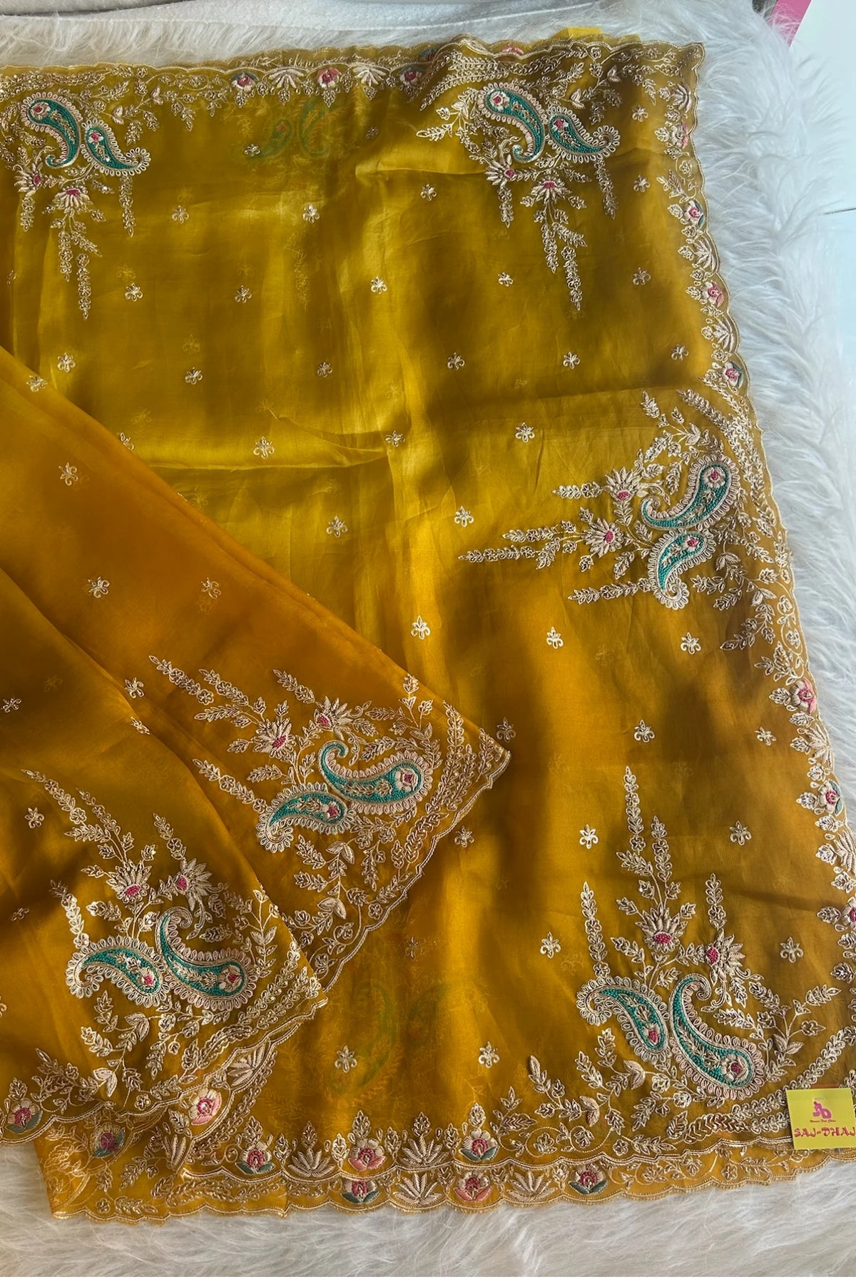 Ombre Mustard Kora Silk Saree 5750 08