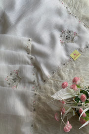 White Embellished Crush Saree 5362 02