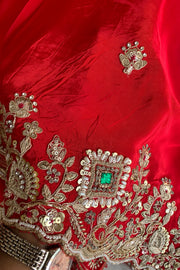 Red Crepe Silk Saree 5666 14