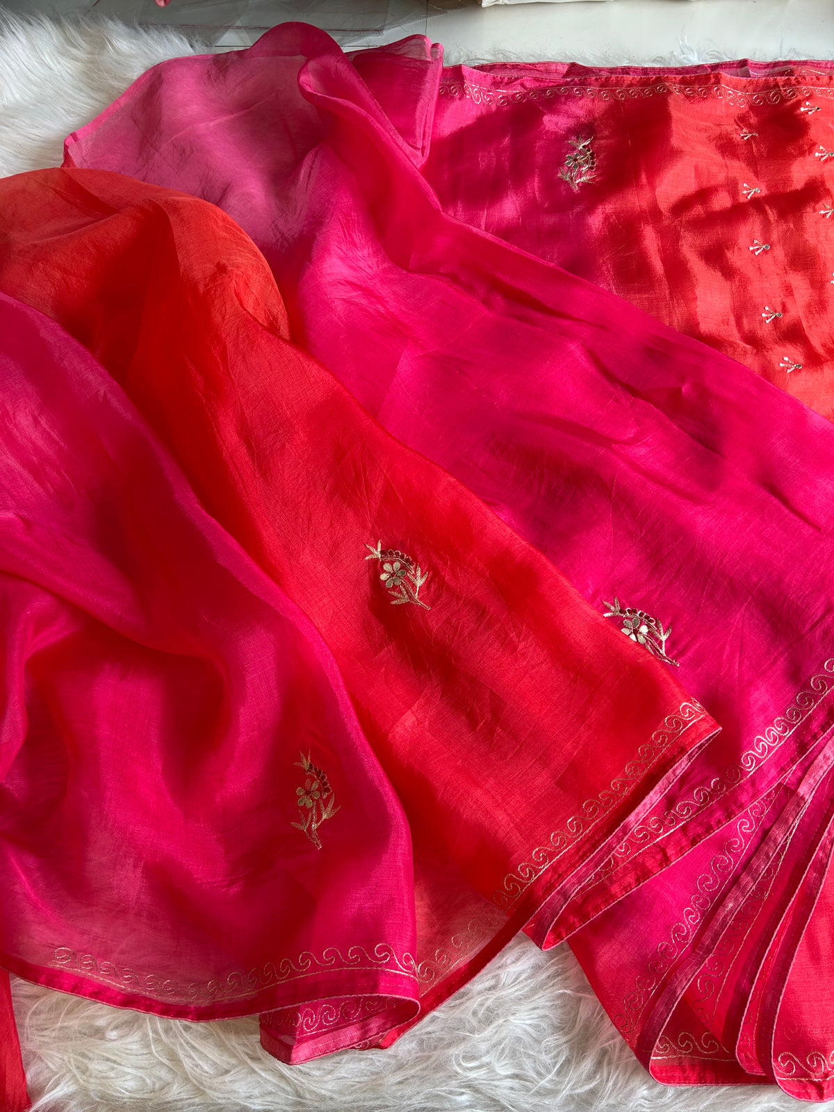 Pink Shaded Kora Silk Saree 5919 09